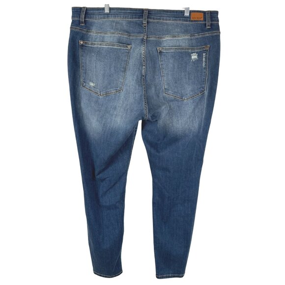 Judy Blue Skinny‎ Fit Jeans 22W Distressed Red Buffalo Plaid NWT PT-2481 - Picture 5 of 13